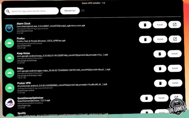 Quest APK Installer sur Meta Quest : installez vos apk directement depuis votre Meta Quest